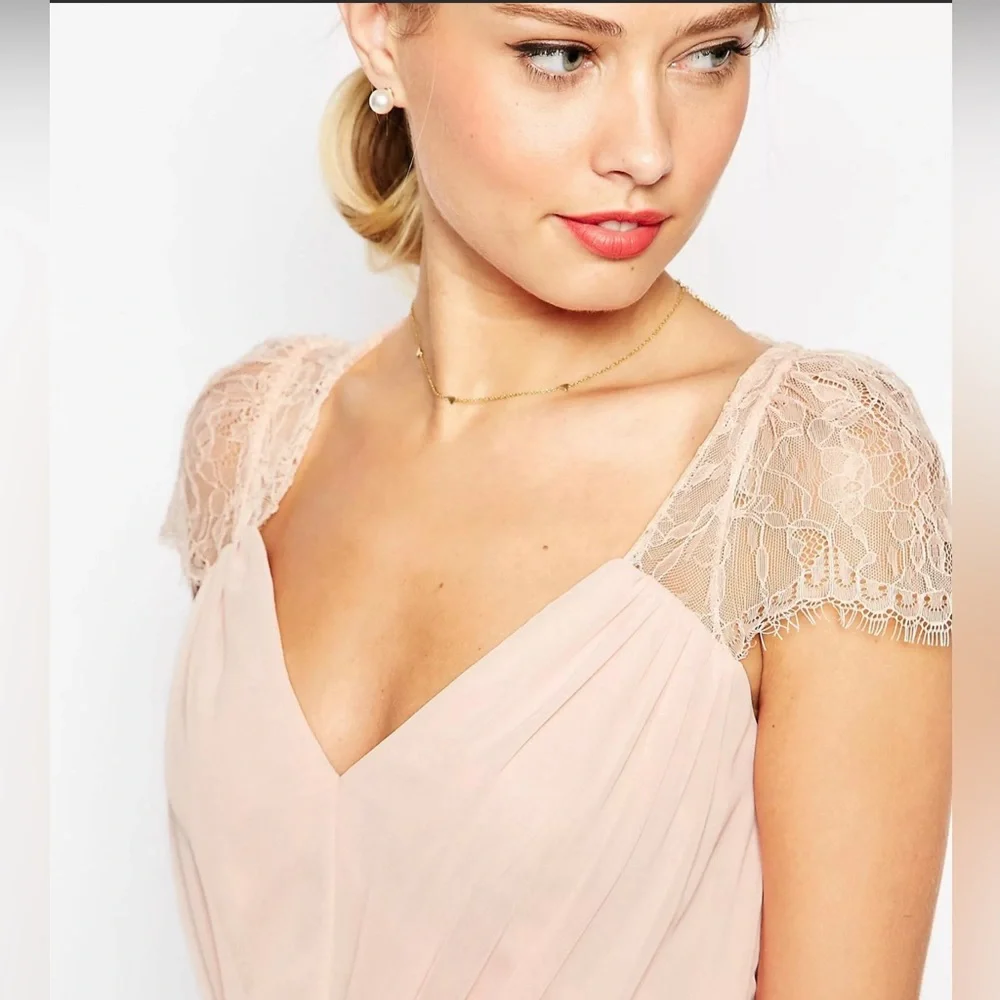 ASOS Pale Pink/Blush‎ Kate Lace Maxi Dress